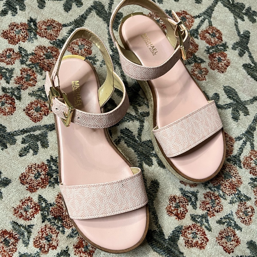 Michael Kors Blush Pink Leather Ankle Strap Sandals